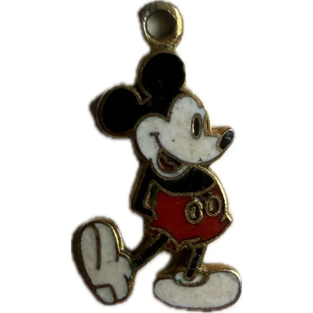 Vintage Disney Enamel Mickey Charm Pendant Walt Disney Productions